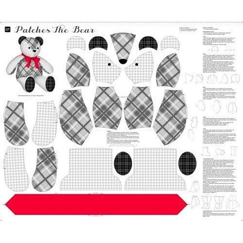 PATCHES THE BEAR PANEL - GREY 90CM