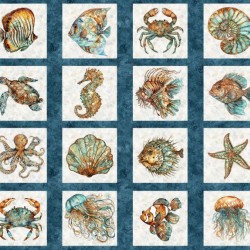 Sea Creature Picture Patches Panel 90cm - BLUE