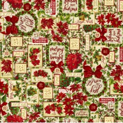 Poinsettia Greeting Collage - CREAM