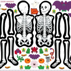 Mr Bones Skeleton Panel 90cm x 152cm - WHITE