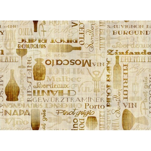 Wine Bottles And Words Tonal - CREAM