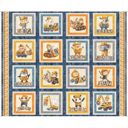Construction Animals Picture 90cm Patches Panel - MULTI