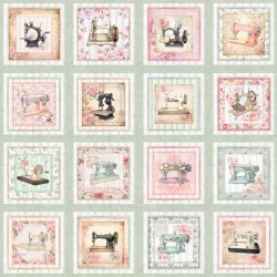 Sewing Machine Picture 90cm Patches Panel - LT. SAGE