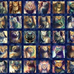 Cat Picture Patches Panel 90cm - NAVY