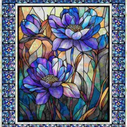 Stained Glass Floral Panel 90cm- MULTI