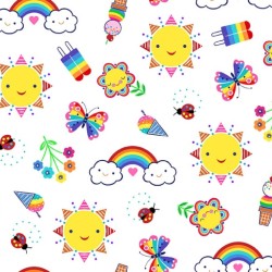 Ice Cream, Rainbow, Sun Allover - WHITE