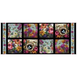 Hummingbird Floral Block Panel 60cm - MULTI