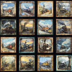 Train Picture Block Panel 90cm - BLACK
