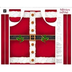 SANTA'S APRON  PANEL- RED (90CM)