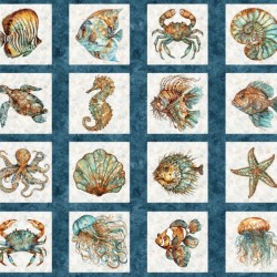 Sea Creature Picture Patches Panel 90cm - BLUE