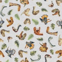 Dino Heads & Ferns - GREY