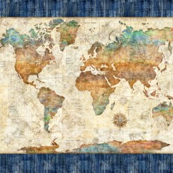 World Map Panel 90cm - MULTI
