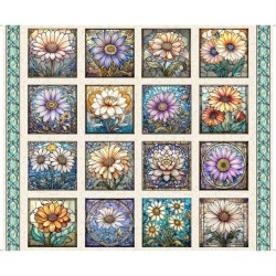 Floral Picture Blocks Panel 90cm - TAUPE