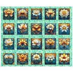 Flower Picture Blocks Panel 90cm - TURQUOISE