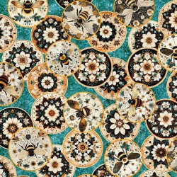 Flower & Bee Circles - TURQUOISE