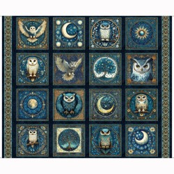 Owl & Moon Block Panel 90cm - MIDNIGHT