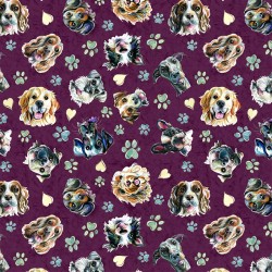 Dog Heads & Paws - PLUM