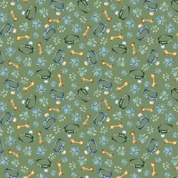 Dog Collars, Bones & Paws - GREEN