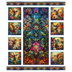 Stained Glass Hummingbird Panel 90cm - MULTI