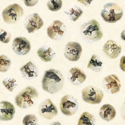 Bear Vignettes (Flannel) - Cream