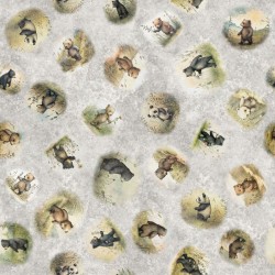Bear Vignettes (Flannel) - Gray
