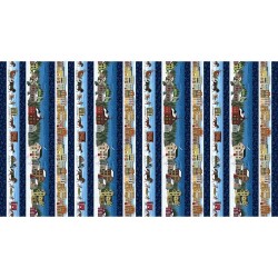 WINTERFEST VILLAGE BORDER STRIPE - MULTI