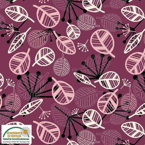 Avalana Sweat Brushed 160cm Wide Leaves - PINK
