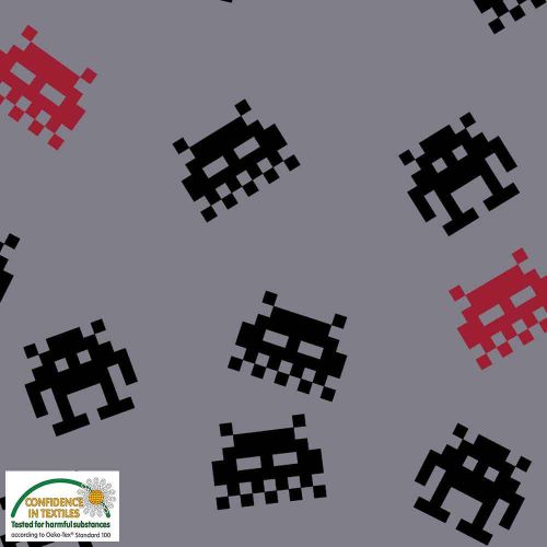 Avalana Sweat Brushed 160cm Wide Space Invaders - GREY
