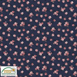 Avalana Jersey 160cm Wide Small Flowers - NAVY
