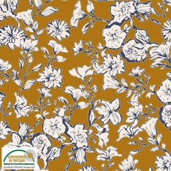Avalana Jersey 160cm Wide Flowers - BROWN