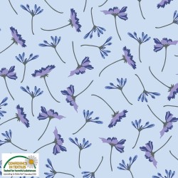Avalana Jersey 160cm Wide Tossed Flowers - BLUE