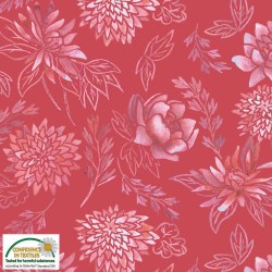 Avalana Jersey 160cm Wide Flowers - RED