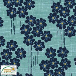 Avalana Jersey 160cm Wide Flowers - BLUE