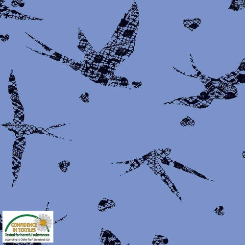 Avalana Jersey 160cm Wide Birds - BLUE