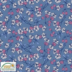 Avalana Jersey 160cm Wide Flowers - BLUE/PINK