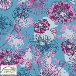 Avalana Jersey 160cm Wide Flower Tracings - BLUE