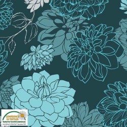 Avalana Jersey 160cm Wide Large Flowers - BLUE