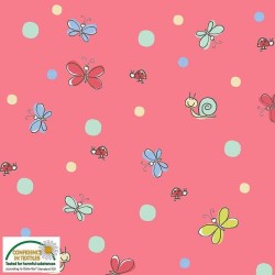 Avalana Jersey 160cm Wide Cute Insects - PINK