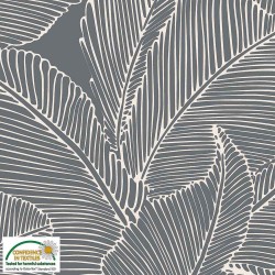 Avalana Jersey 160cm Wide Large Leaves - GREY