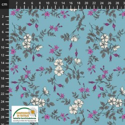 Avalana Jersey 160cm Wide Flower Branches - BLUE