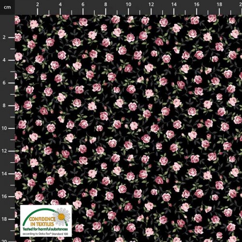 Tossed Small Roses - BLACK