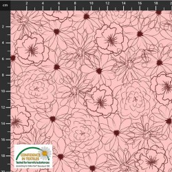 Avalana Sweat Non-Brushed 160cm Sketched Flowers - PINK