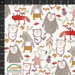 Avalana Jersey/Knit 165cm Wide Drawn Animals - NATURAL