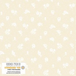 Tossed Flowers - WHITE ON DK CREAM