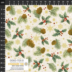 Pinecones & Holly - WHITE/GOLD
