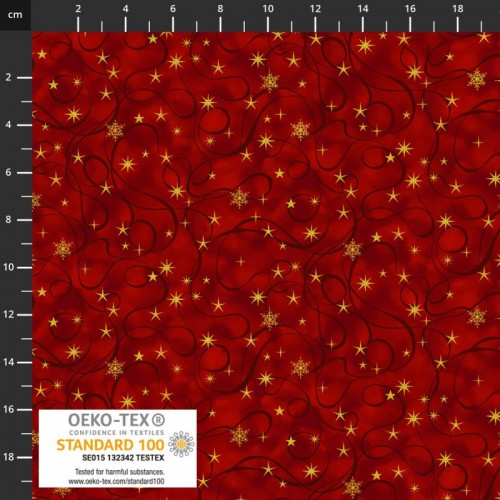 Scroll, Snowflakes & Stars - RED/GOLD