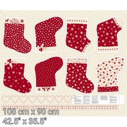 Scandinavian Christmas Stockings Panels 90cm - WHITE/RED