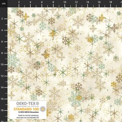 Berries, Snowflakes & Pine Bronches (metallic) - CREAM/GOLD
