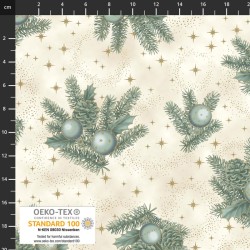 Stars, Ornaments & Pine Bronches (metallic) - GOLD/BLUE