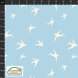 Avalana Cotton Poplin 150cm Wide Birds - LT BLUE